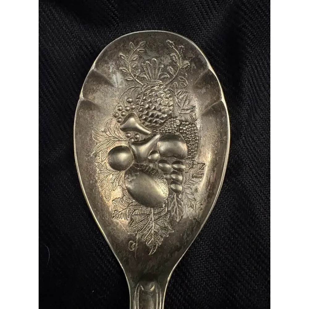 FB Rogers Italy Silverplate Berry/Fruit Serving Spoon Kings pattern Ornate